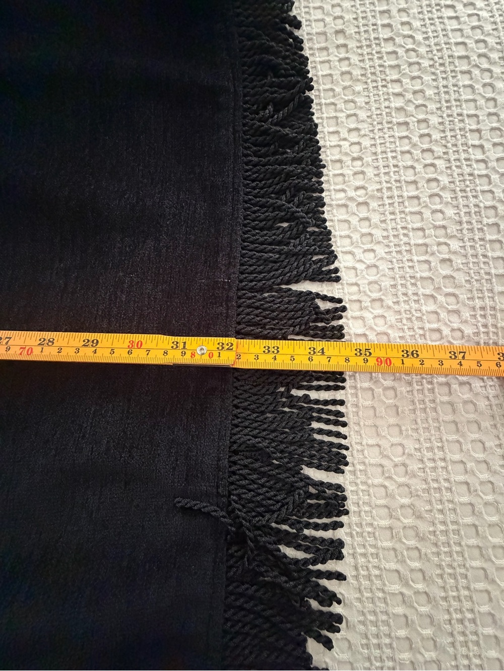 Vintage Indigo Moon Black Chenille Black Midi Skirt Fringe Hem L Artsy Boho - Picture 10 of 10